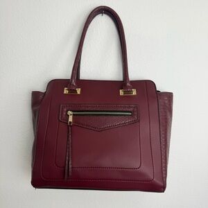 Sole Society Maroon Large Purse Vegan Leather Snakeskin Handbag Laptop Work